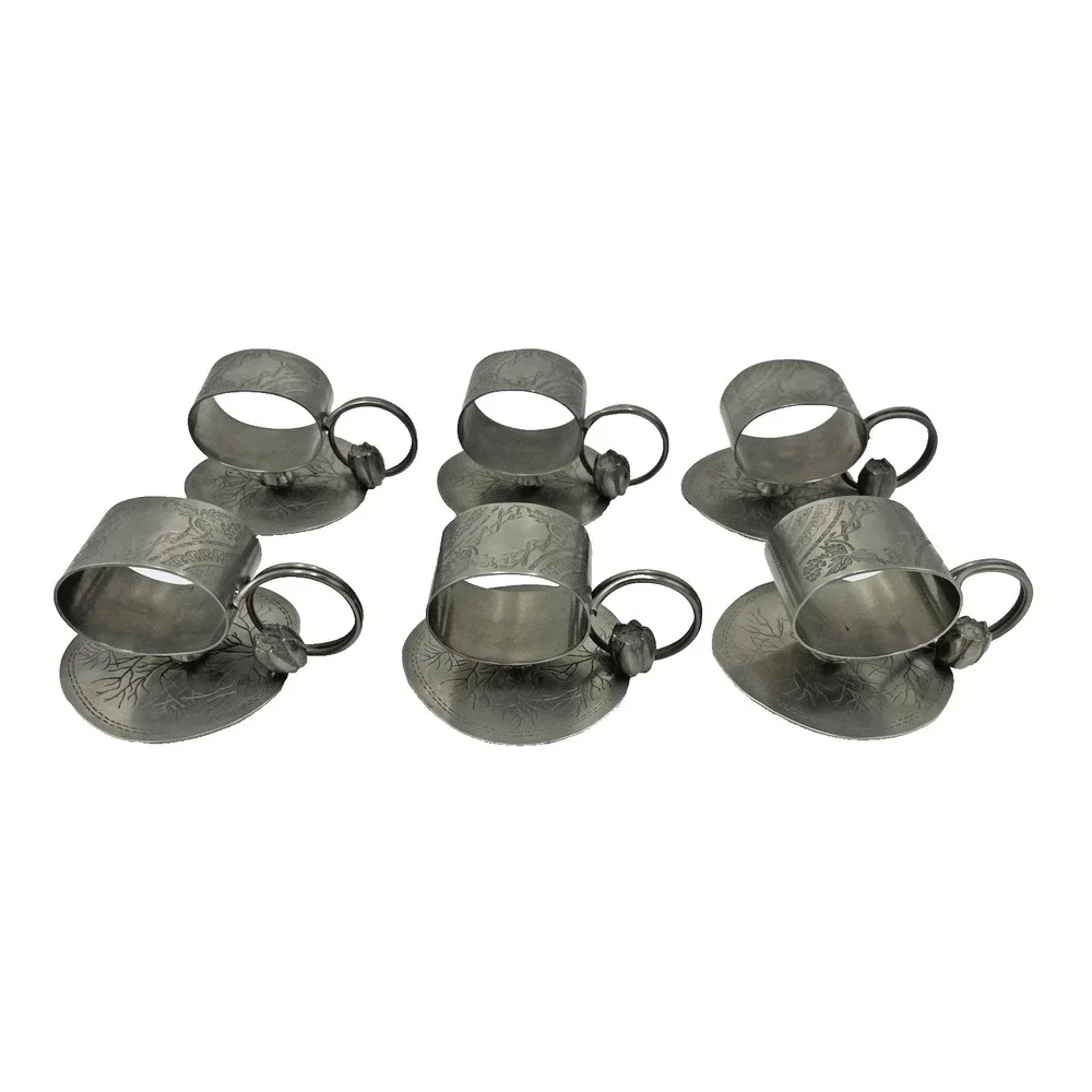 Set of 6 Reproduction of‎ Antique Metal Water Lily Napkin Rings